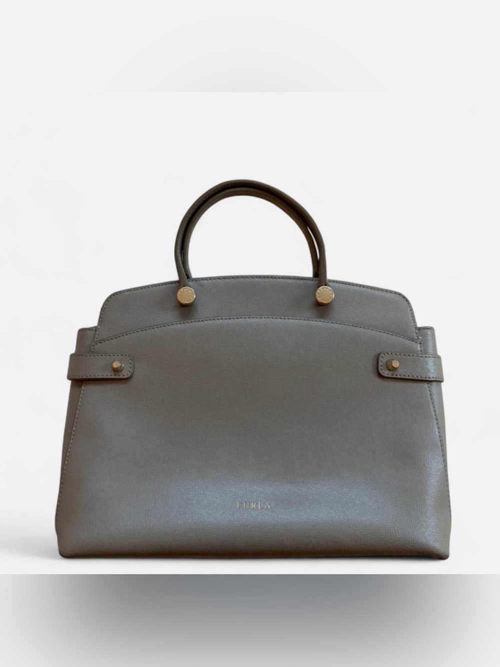 Furla Agata Medium Satchel in Sabbia Grey – Saffiano Leather Bag w strap